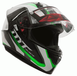 Шлем MT STINGER SPIKE Gloss Metallic Black White Fluo Green